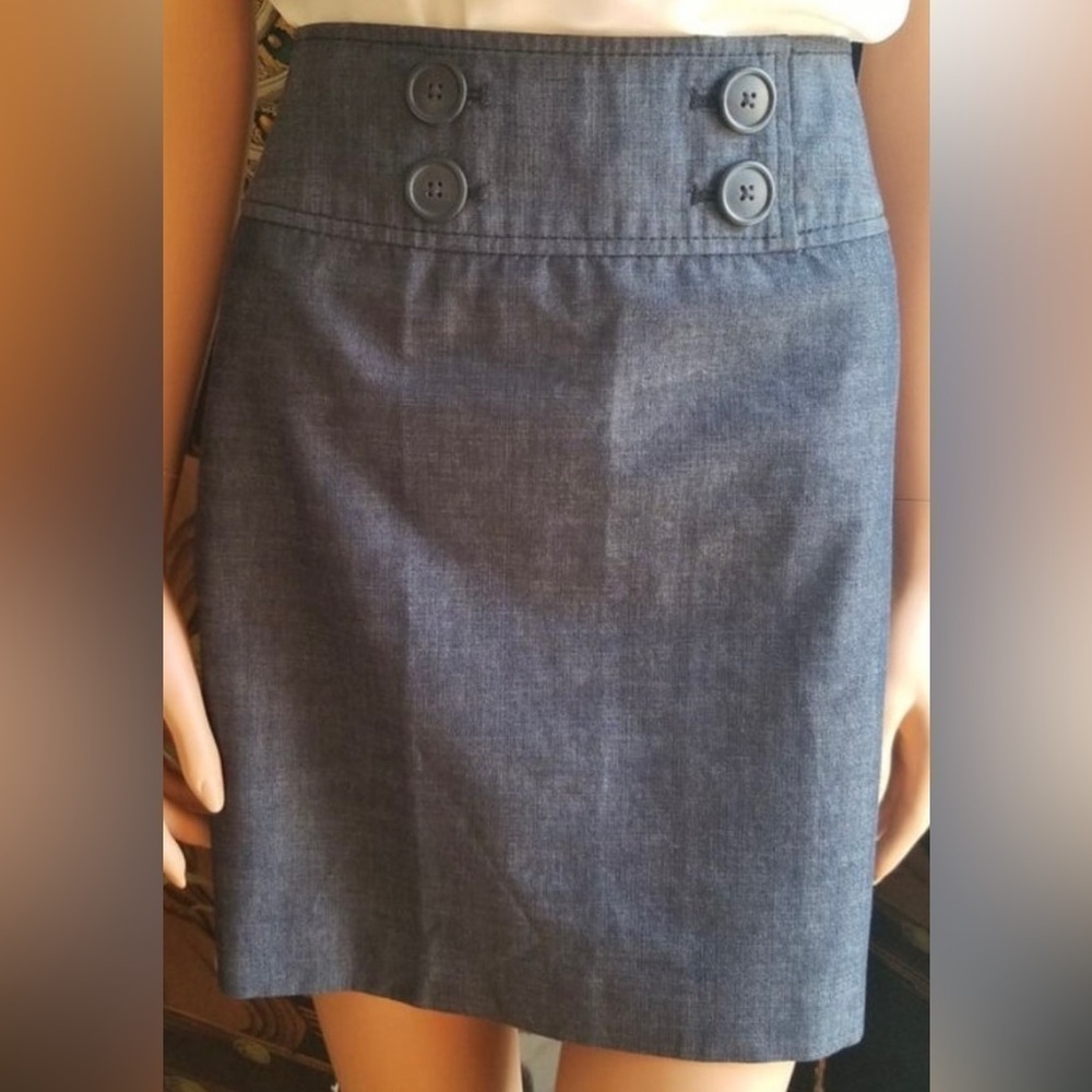 Ann Taylor Loft Charcoal Button Pencil Skirt Size 4